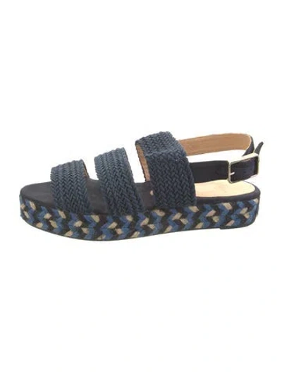 Pre-owned Castaã±er Patterned Slingback Sandals In Blue
