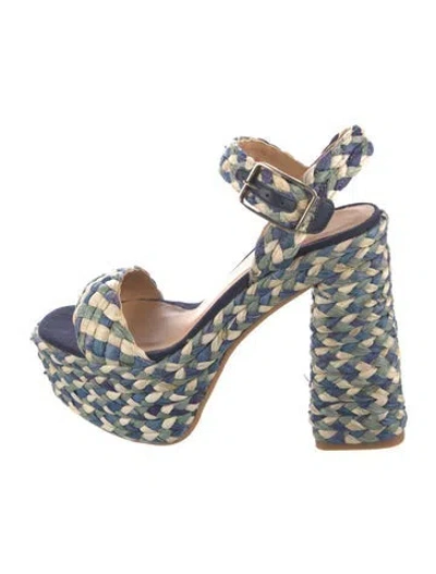 Pre-owned Castaã±er Patterned Slingback Sandals In Blue