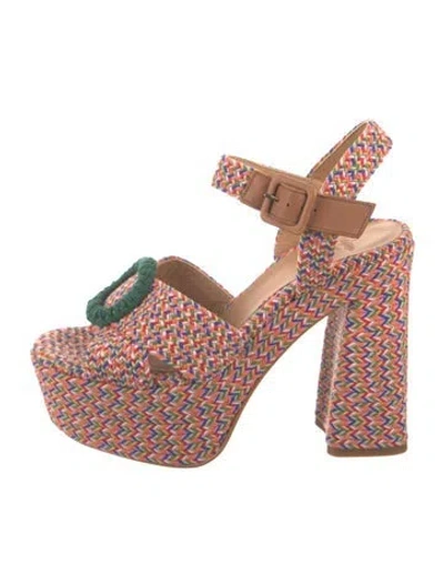 Pre-owned Castaã±er Patterned Slingback Sandals In Multi