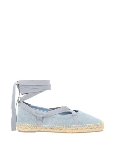 Castaã±er Petunia Lace-up Flat Espadrille In Blue