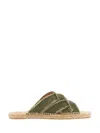 Castaã±er Canvas Open Toe Sandals With Espadrille Sole In Green