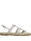 Castaã±er Pitra Braided Strap Sandals In Silver
