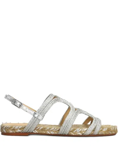 Castaã±er Pitra Braided Strap Sandals In Silver