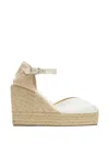 Castaã±er Platform Ankle Strap Espadrilles In White