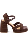 Castaã±er Platform Block Heel Sandals In Brown