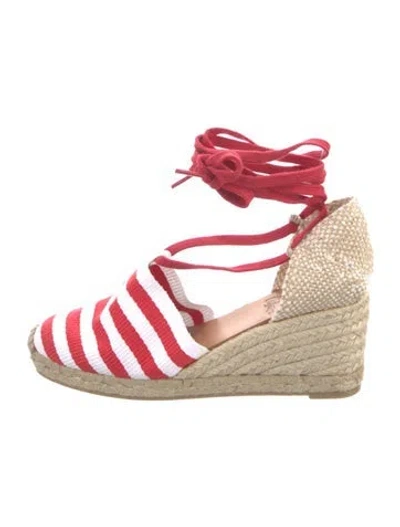 Pre-owned Castaã±er Printed Braided Accents Espadrilles In Red