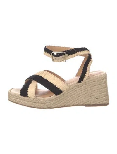 Pre-owned Castaã±er Raffia Colorblock Pattern Espadrilles