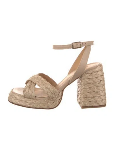 Pre-owned Castaã±er Raffia Espadrilles In Neutral