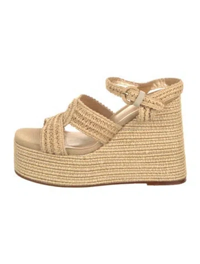 Pre-owned Castaã±er Raffia Espadrilles In Neutral