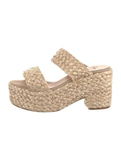 Pre-owned Castaã±er Raffia Espadrilles In Neutral