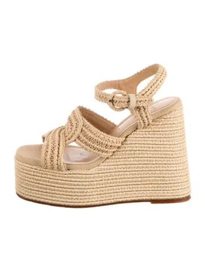 Pre-owned Castaã±er Raffia Espadrilles In Neutrals
