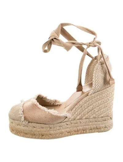 Pre-owned Castaã±er Raffia Espadrilles In Yellow