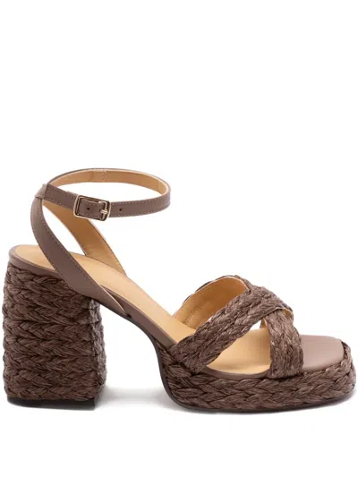 Castaã±er Raffia Heeled Espadrilles In Brown