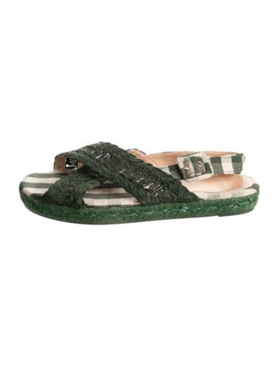 Pre-owned Castaã±er Raffia Patterned Espadrilles In Green