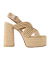 Castaã±er Raffia Platform Sandals In Nude