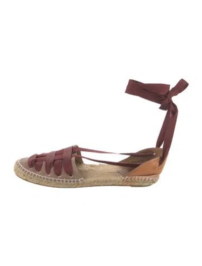 Pre-owned Castaã±er Raffia Printed Espadrilles In Burgundy