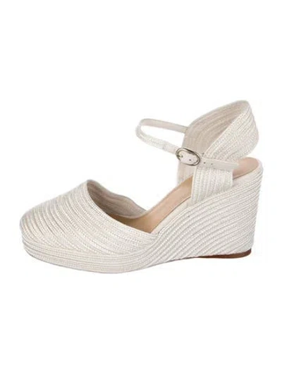 Pre-owned Castaã±er Raffia Pumps In Neutral