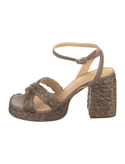Pre-owned Castaã±er Raffia Sandals In Brown