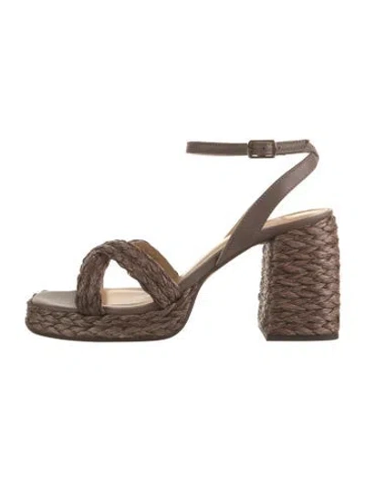 Pre-owned Castaã±er Raffia Sandals W/ Tags In Brown