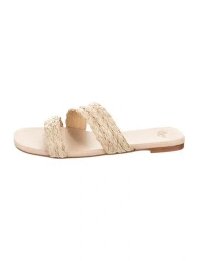 Pre-owned Castaã±er Raffia Slides In Neutral