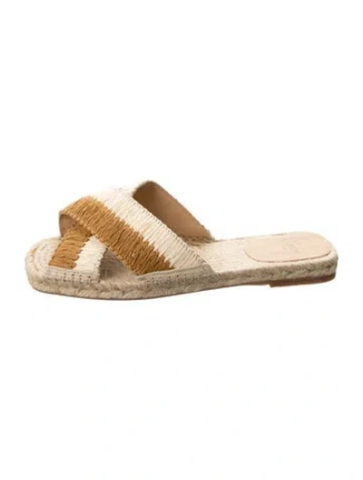 Pre-owned Castaã±er Raffia Striped Espadrilles In Neutral