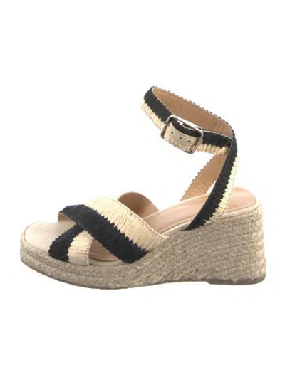 Pre-owned Castaã±er Raffia Striped Espadrilles In Neutrals