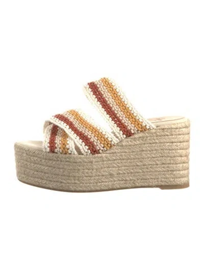Pre-owned Castaã±er Raffia Striped Espadrilles In Neutrals
