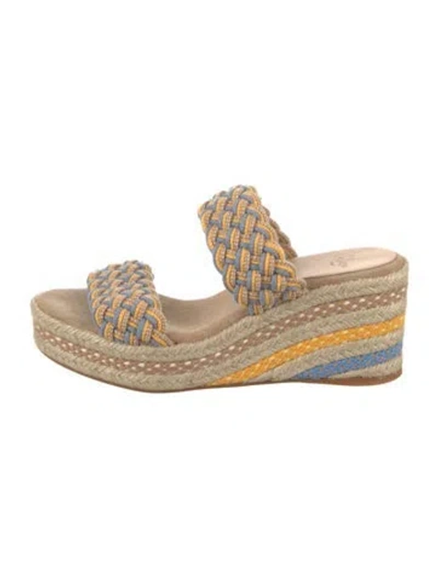 Pre-owned Castaã±er Raffia Striped Espadrilles In Neutrals
