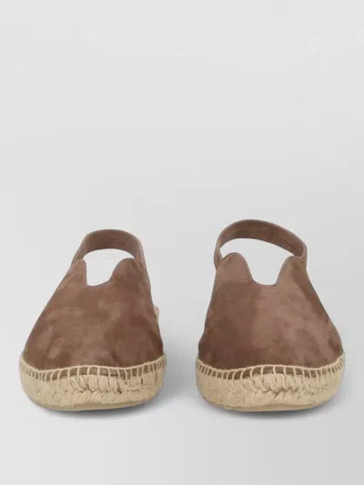 Castaã±er Rania Suede Slingback Espadrilles Round Toe In Brown