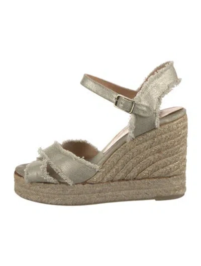 Pre-owned Castaã±er Raw-edge Trim Espadrilles In Neutral