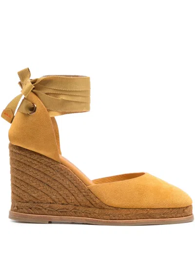 Castaã±er Ribbon Wedge Espadrilles In Yellow
