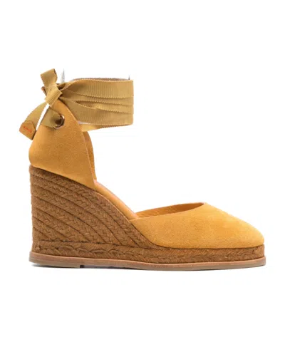 Castaã±er Round-toe Wedge Heels In Yellow