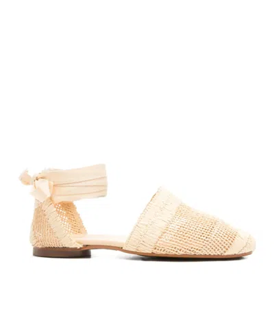 Castaã±er Round-toed Straw Sandals In Brown