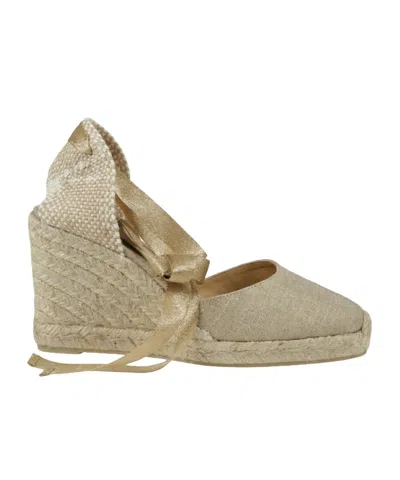 Castaã±er Round-toe Wedge Heels In Neutral