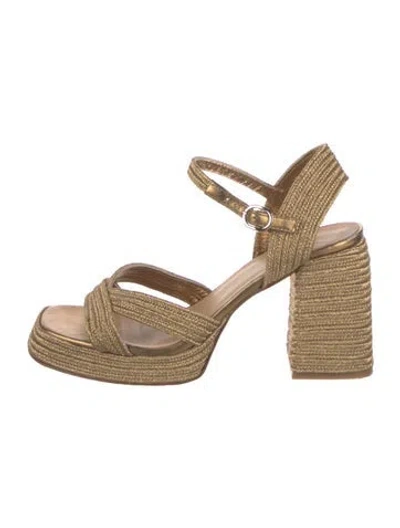 Pre-owned Castaã±er Sandals In Gold