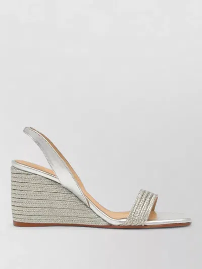 Castaã±er Sandals Textured Wedge Open Toe Metallic Finish In Gray