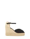 Castaã±er Castaner Bianca Raffia Wedge Espadrilles In Black
