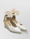 Castaã±er Satin Closed Back Espadrilles With Textured Heel