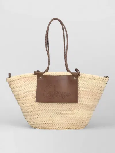 Castaã±er Shoulder Bag Campania Braided Handles Rectangular In Brown