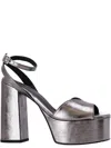 Castaã±er Silver Ankle-strap Heels In Multi