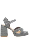 Castaã±er Silver Textured Valley Sandals