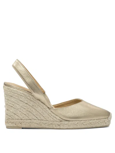 Castaã±er Square Toe Wedge Sandals In Brown