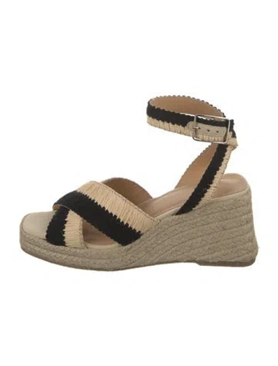 Pre-owned Castaã±er Straw Espadrilles In Neutral