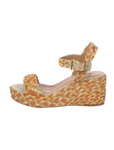 Pre-owned Castaã±er Straw Tweed Pattern Espadrilles In Neutral