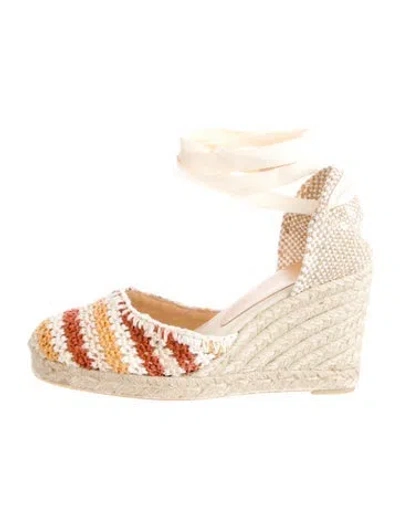 Pre-owned Castaã±er Striped Espadrilles In Neutral