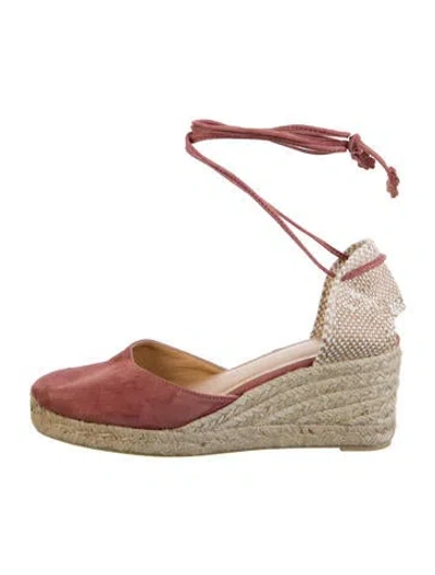 Pre-owned Castaã±er Suede Braided Accents Espadrilles In Pink