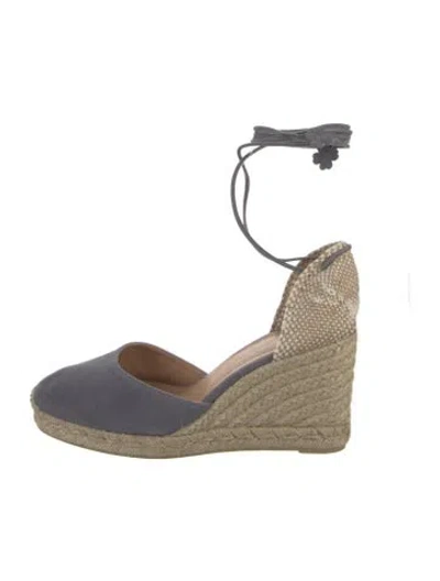 Pre-owned Castaã±er Suede Colorblock Pattern D'orsay Pumps In Black
