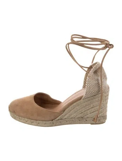 Pre-owned Castaã±er Suede Colorblock Pattern D'orsay Pumps In Multi