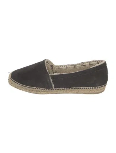 Pre-owned Castaã±er Suede Colorblock Pattern Espadrilles In Black