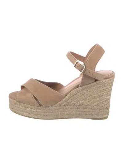 Pre-owned Castaã±er Suede Colorblock Pattern Espadrilles In Neutral